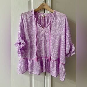 NWT Umgee Lavender Paisley Blouse Size Small